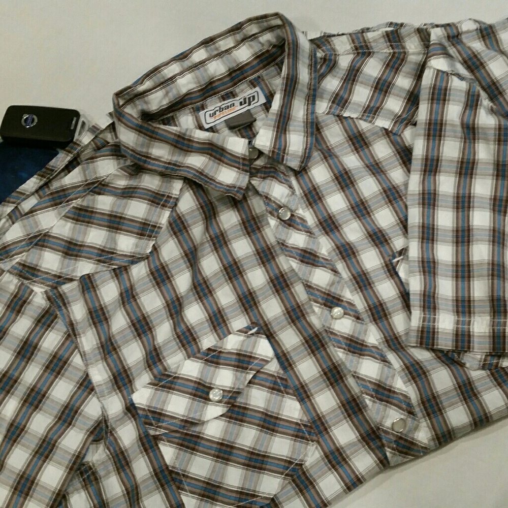 Urban Pipeline Plaid Short Sleeve Snap Button Down
