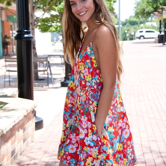 Last 1!!! SMALL Lady in red Floral sundress - Picture 2 of 5