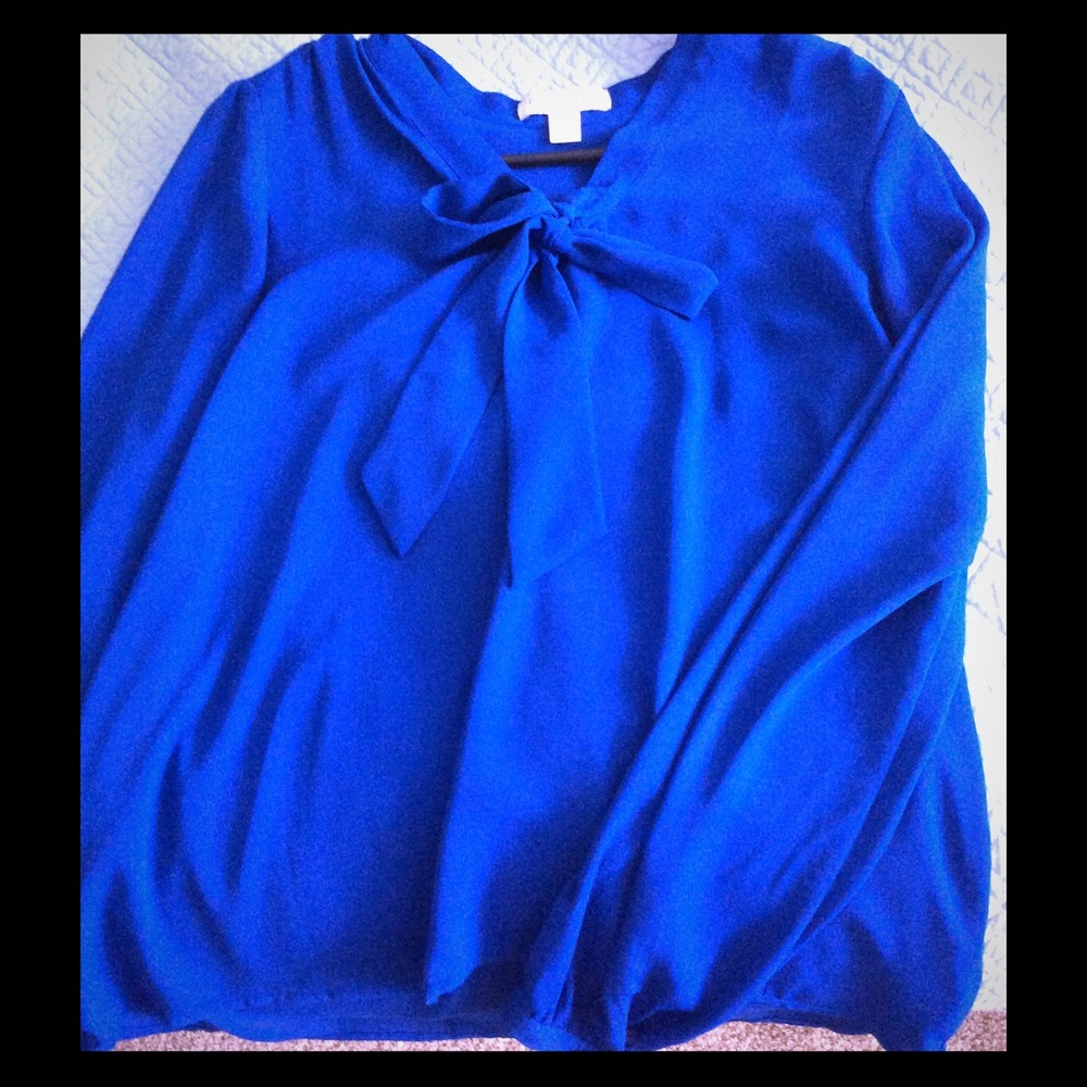 Forever 21 blue work blouse top