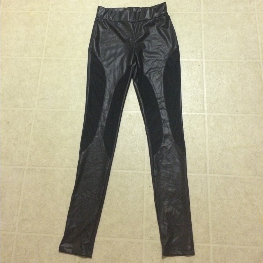 🛑 Ladies Leatherette/Mesh Leggings