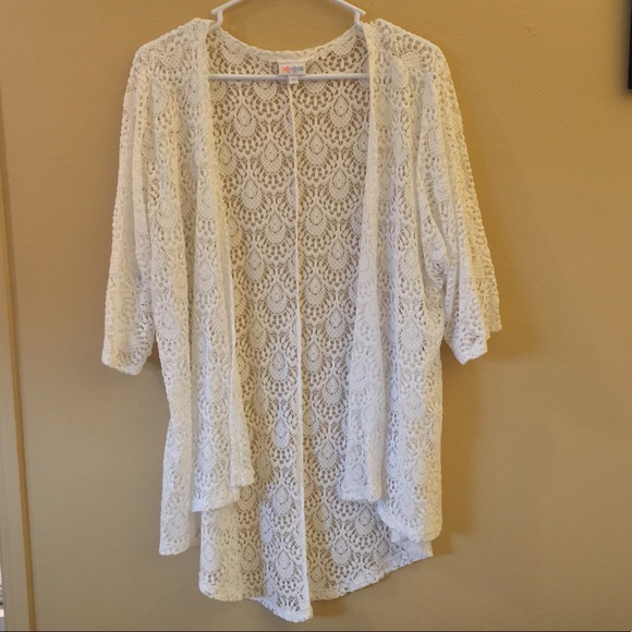 LuLaRoe Sweaters - LulaRoe Lindsay Kimono M White Lace NWOT