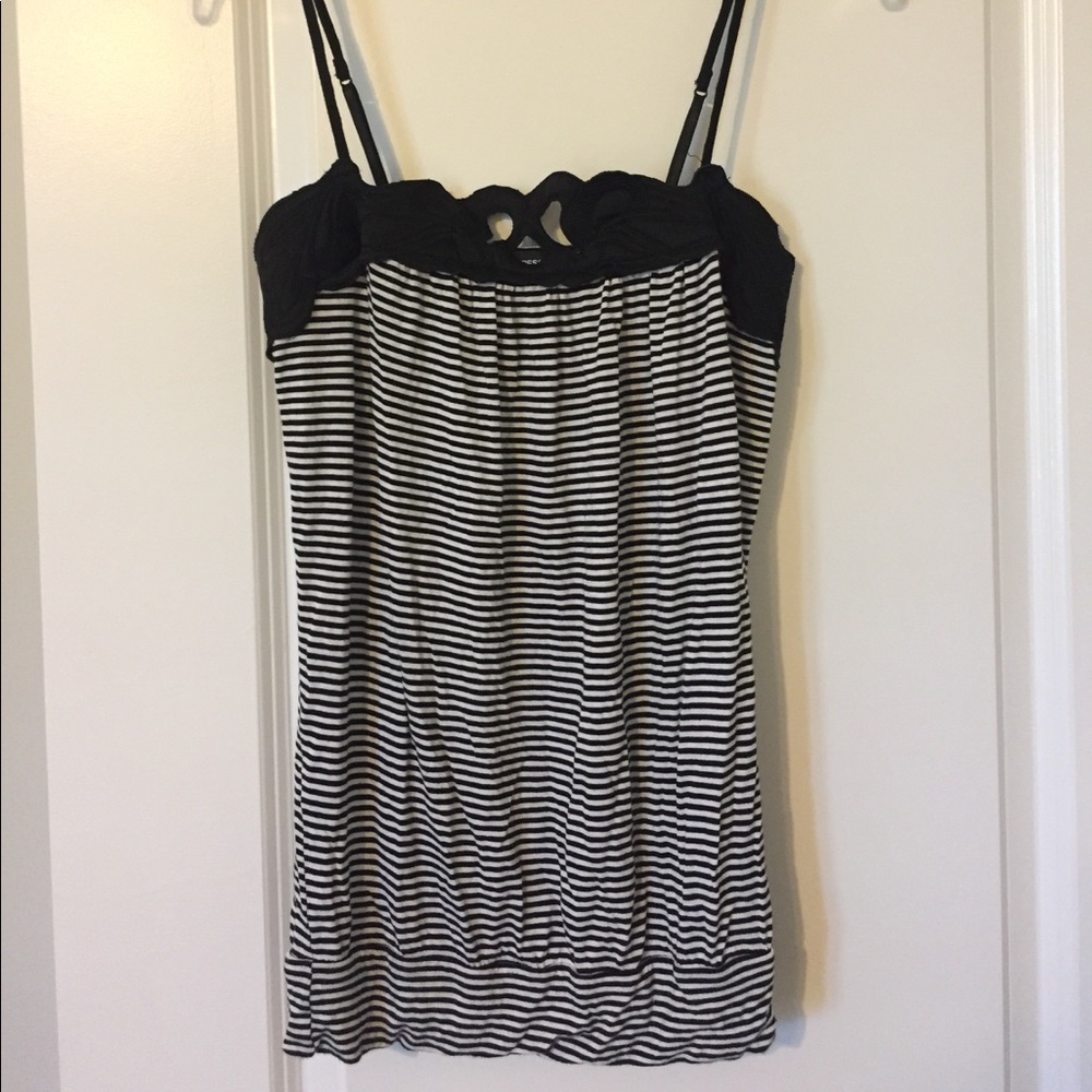 Black and white striped tank