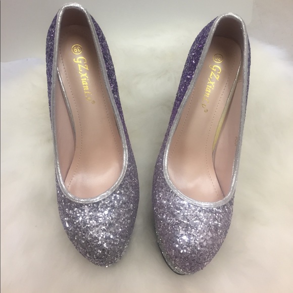 GZ Xian LV Shoes - Silver & Purple Glitter 6' Stilettos by GZ Xian Lv GZ Xian LV Shoes - Silver & Purple Glitter 6' Stilettos by GZ Xian Lv
