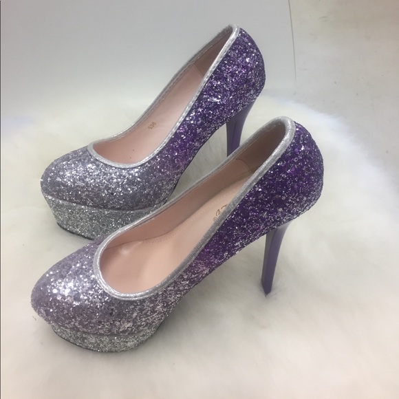 GZ Xian LV Shoes - Silver & Purple Glitter 6' Stilettos by GZ Xian Lv GZ Xian LV Shoes - Silver & Purple Glitter 6' Stilettos by GZ Xian Lv