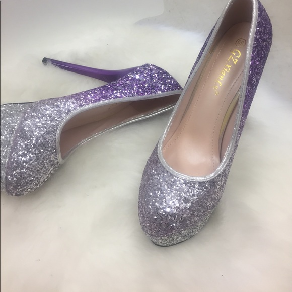 GZ Xian LV Shoes - Silver & Purple Glitter 6' Stilettos by GZ Xian Lv GZ Xian LV Shoes - Silver & Purple Glitter 6' Stilettos by GZ Xian Lv