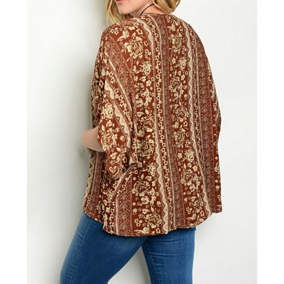 2XL Rust Cream Cardigan (LAST ONE) - Picture 2 of 3