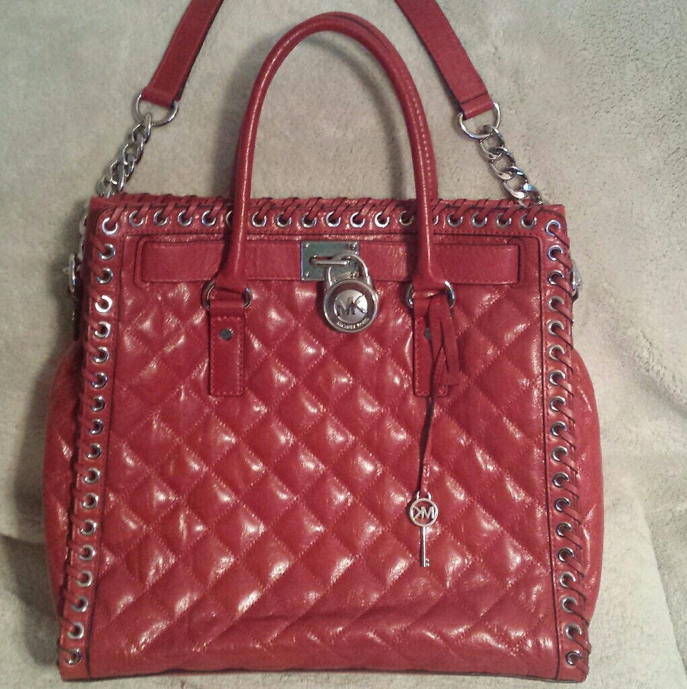 Michael Kors Grommet Hamilton Satchel DK RED
