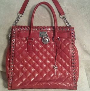 Michael Kors Grommet Hamilton Satchel DK RED