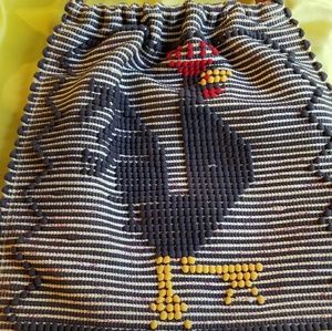 Hand Woven Rag Rooster Purse
