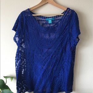 Blue lace top