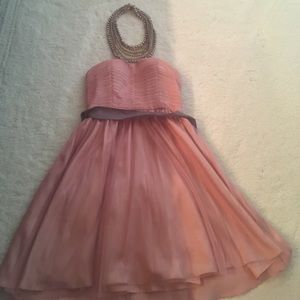 Pink and gray mid dress.