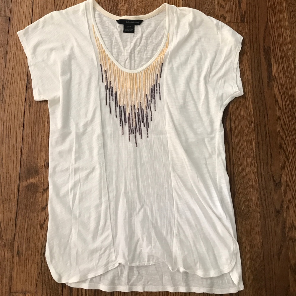 Calvin Klein white Beaded Top
