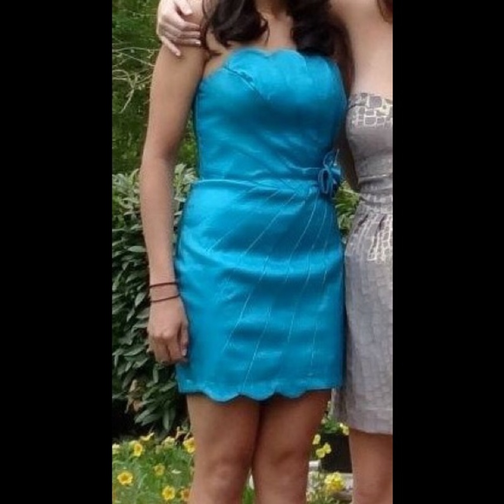 Strapless Teal Cocktail dress