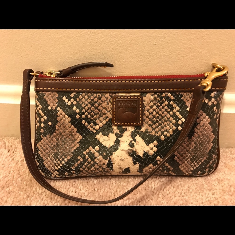 SOLD!!Dooney and Bourke leather snakeskin wristlet