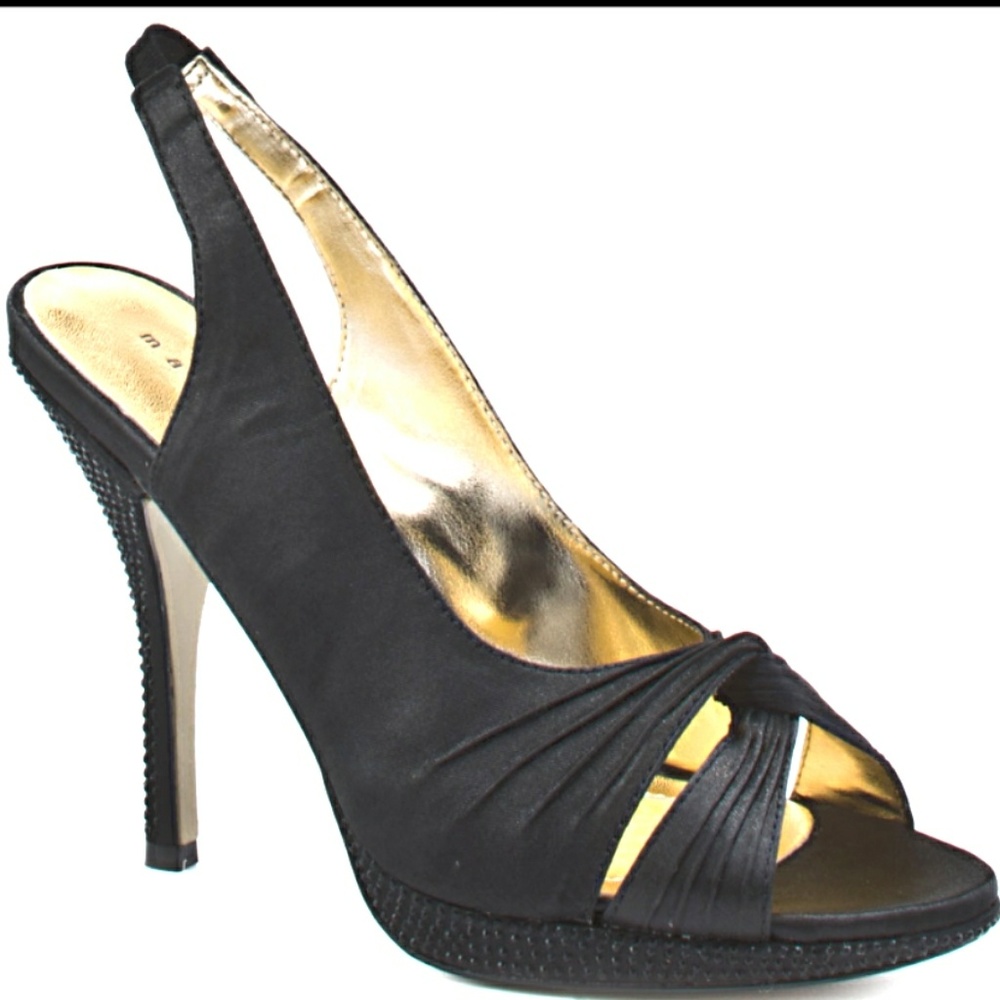 Womans Size 8 Black Sling Back Crystal Heel