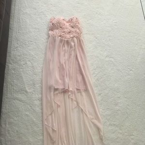 Pink high low dress.