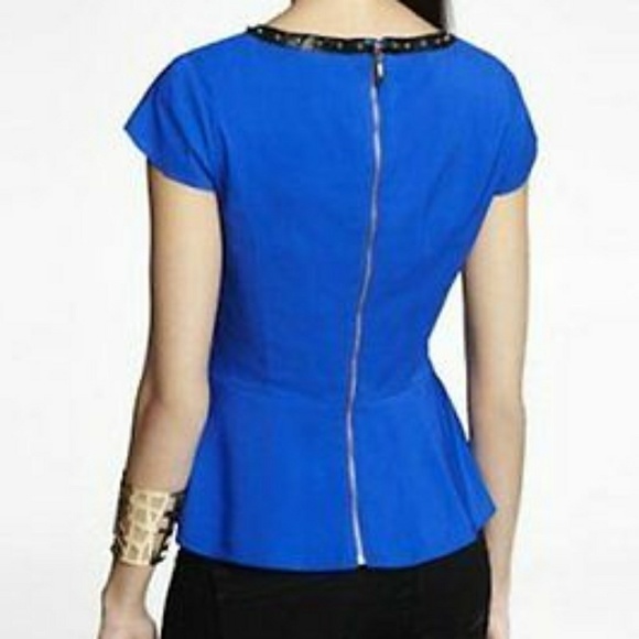 *sold* Blue express peplum top studded collar - Picture 2 of 4