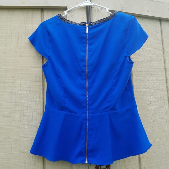 *sold* Blue express peplum top studded collar - Picture 3 of 4