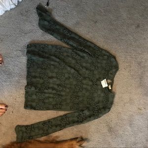 Hollister army green lace shirt