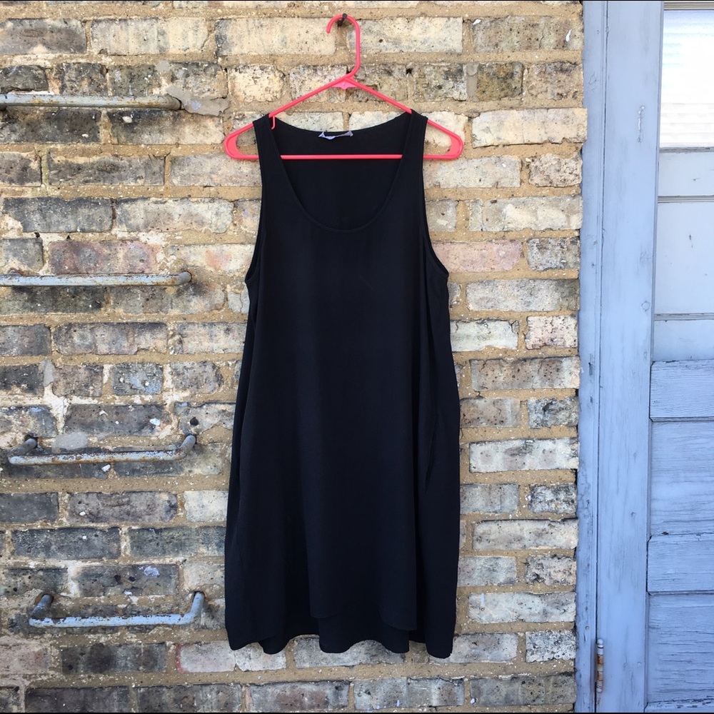 Everlane black silk tank dress, size L