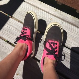 Pink and black vans