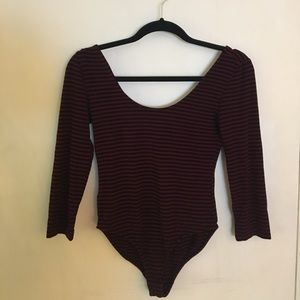 Forever 21 red and black striped bodysuit