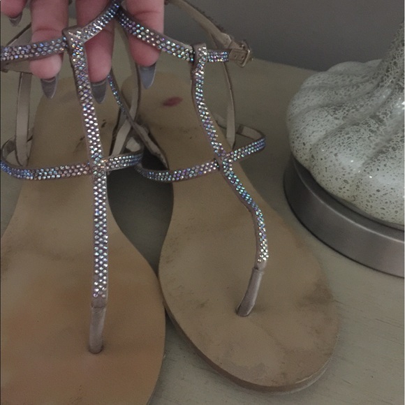 INC leather rhinestone sandals - Picture 3 of 4