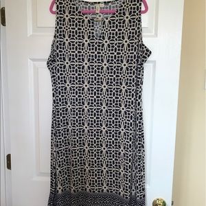 Plus Size Sheath Dress - Navy Geometric Print - 1X