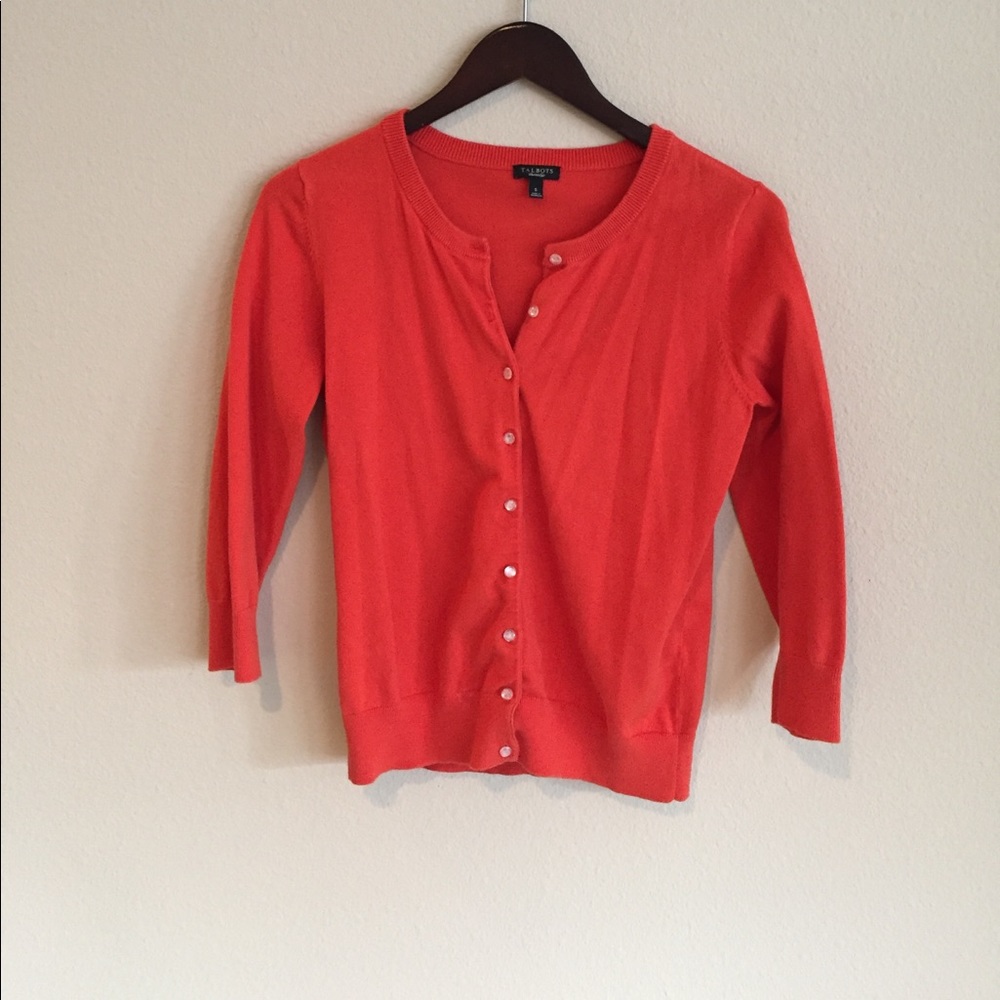 Talbots Orange Button up Sweater