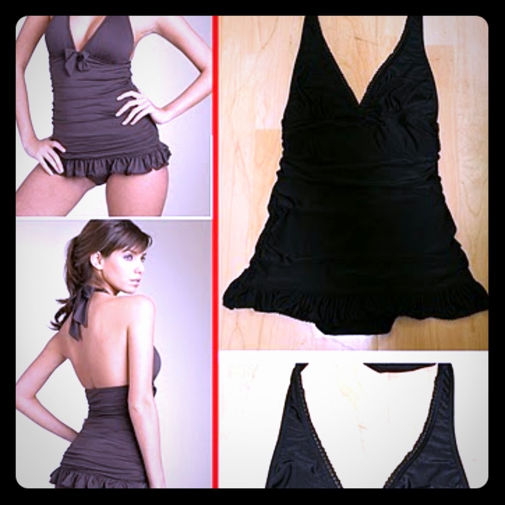 JUICY COUTURE Black?One Piece Halter?Swimdress.