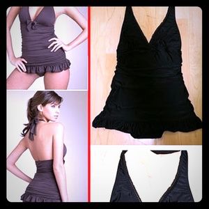 JUICY COUTURE Black?One Piece Halter?Swimdress.