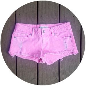 Pink cutoff shorts
