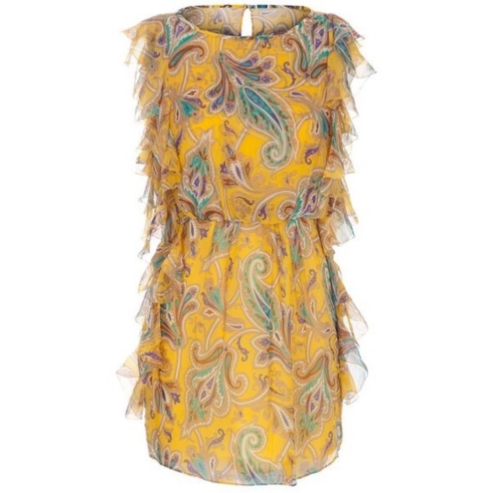 NWT Tibi Yellow Paisley Print Dress, Size 2