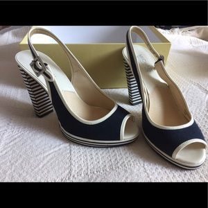 Pin-up girl Michael Kors slingback navy heels 6.5