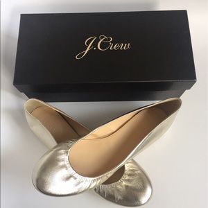 J Crew Cece Metallic Ballet Flats in size 9