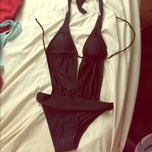 Black one piece cut out swim suit