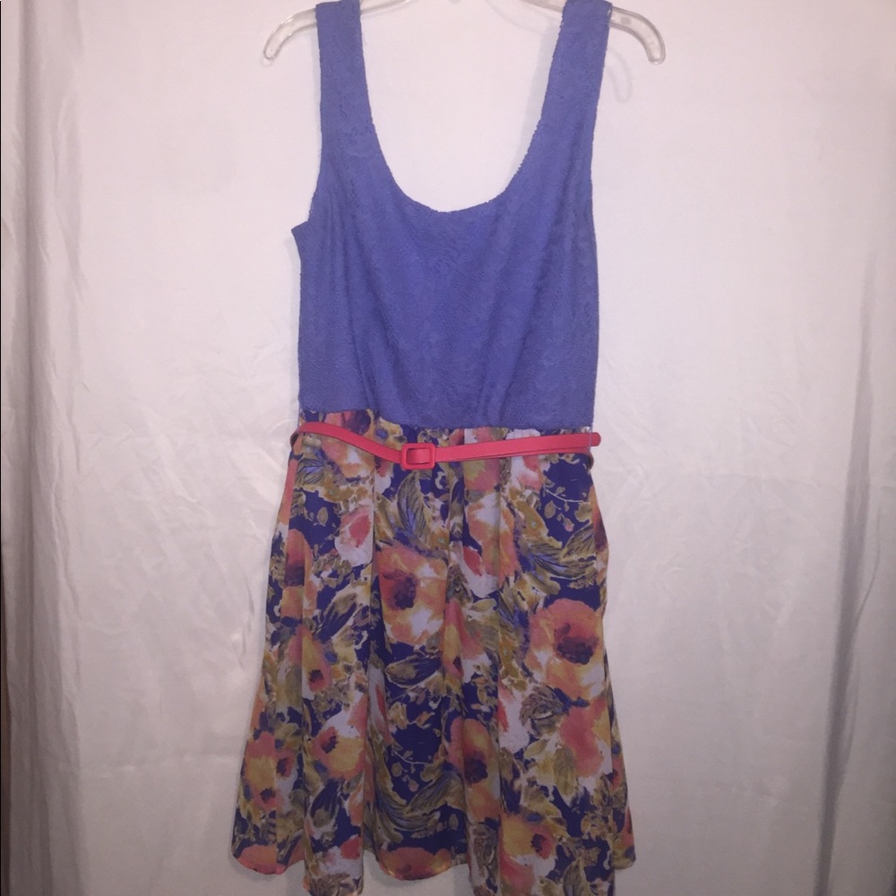 Blue top, floral dress!!