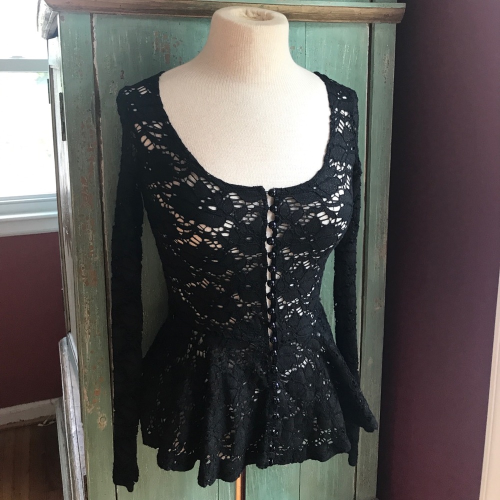 Betsy Johnson. Floral knit cutout top