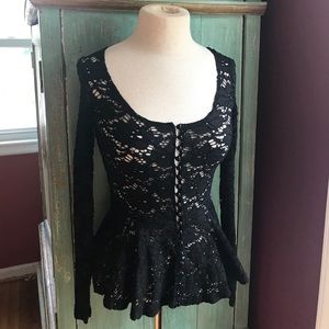 Betsy Johnson. Floral knit cutout top