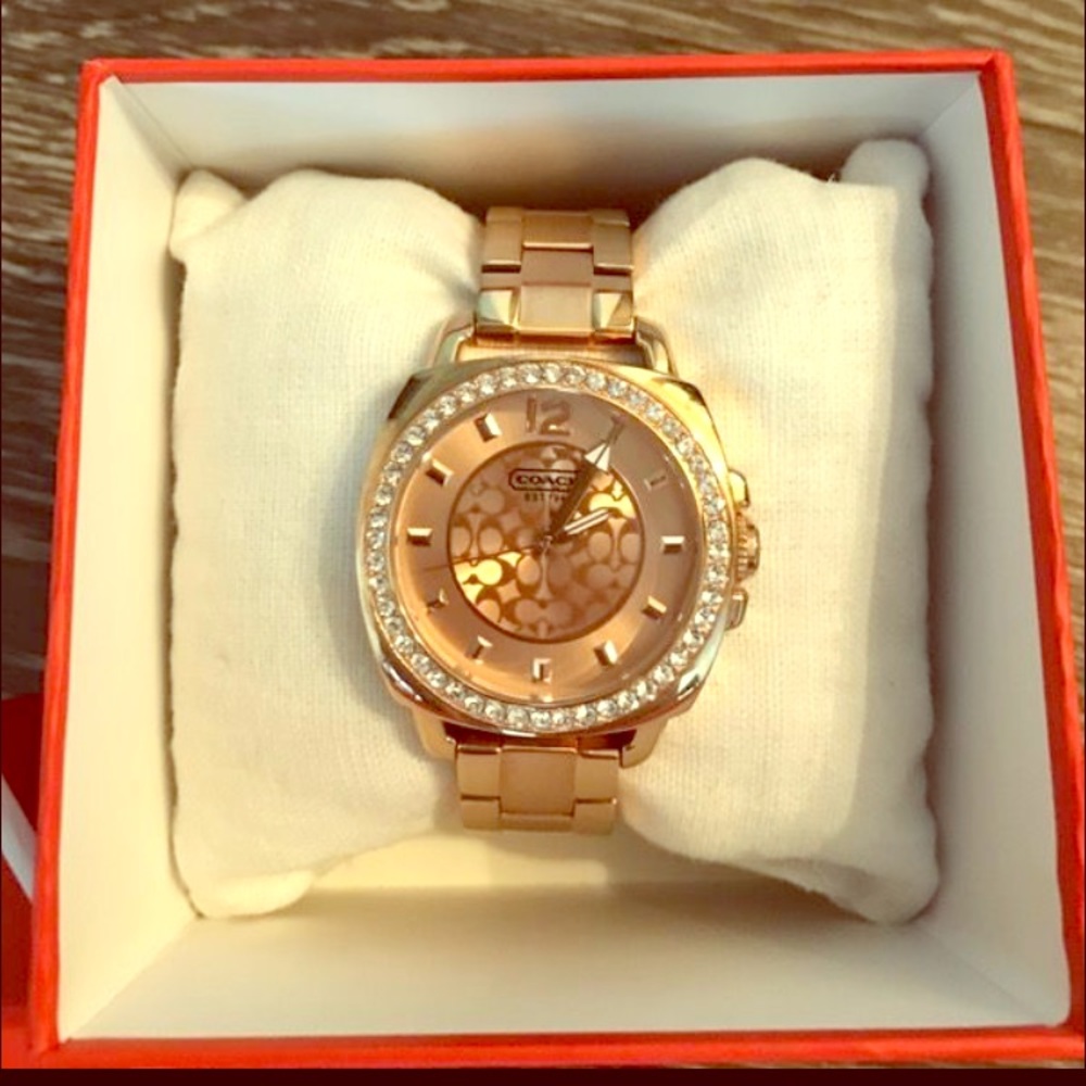 Rose Gold COACH watch w/ diamonds!