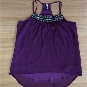 Burgundy strappy tank top