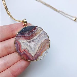 Red Mexican Fire Lace Agate Gold Necklace, 2 Pack