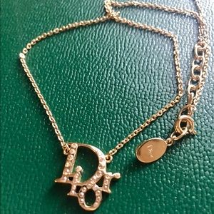 Dior Oblique Crystal Gold Tone Necklace