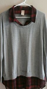 Gray sweater with built in collar