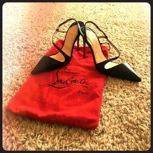 Christian Louboutin black strappy pumps
