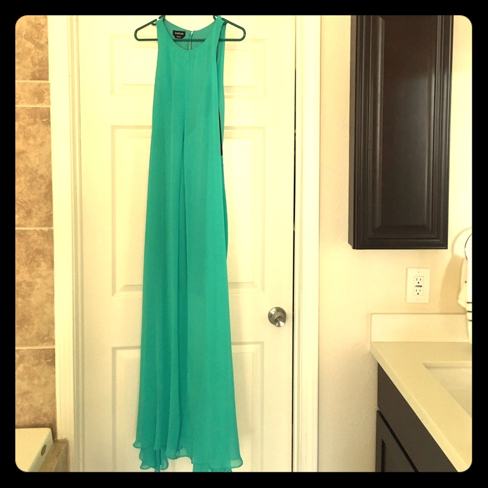 Bebe turquoise mini dress with sheer cover