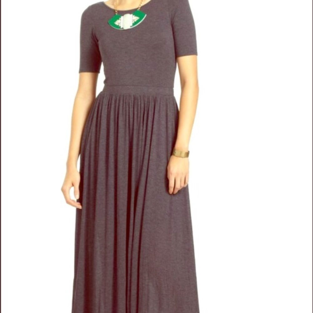 Anthropologie Bordeaux Grey Maxi Dress
