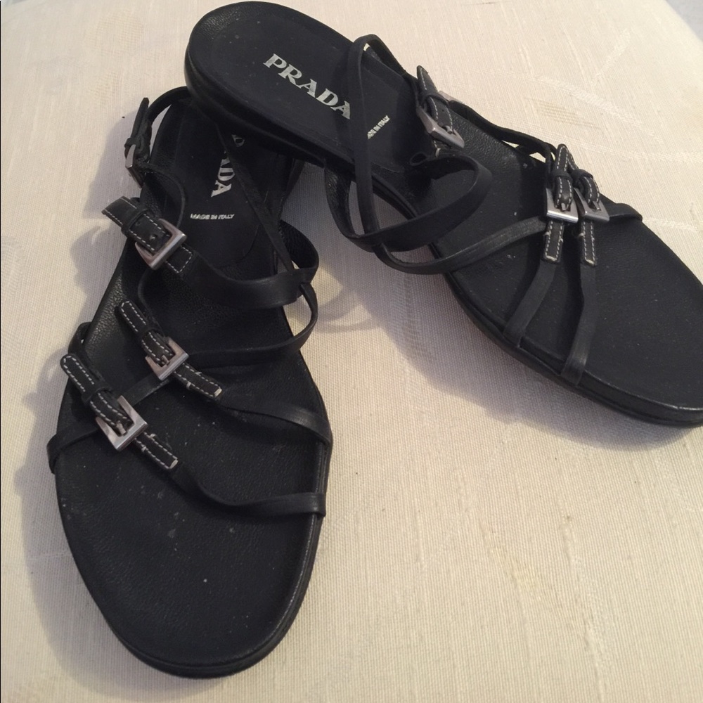 Strappy black Prada sandals