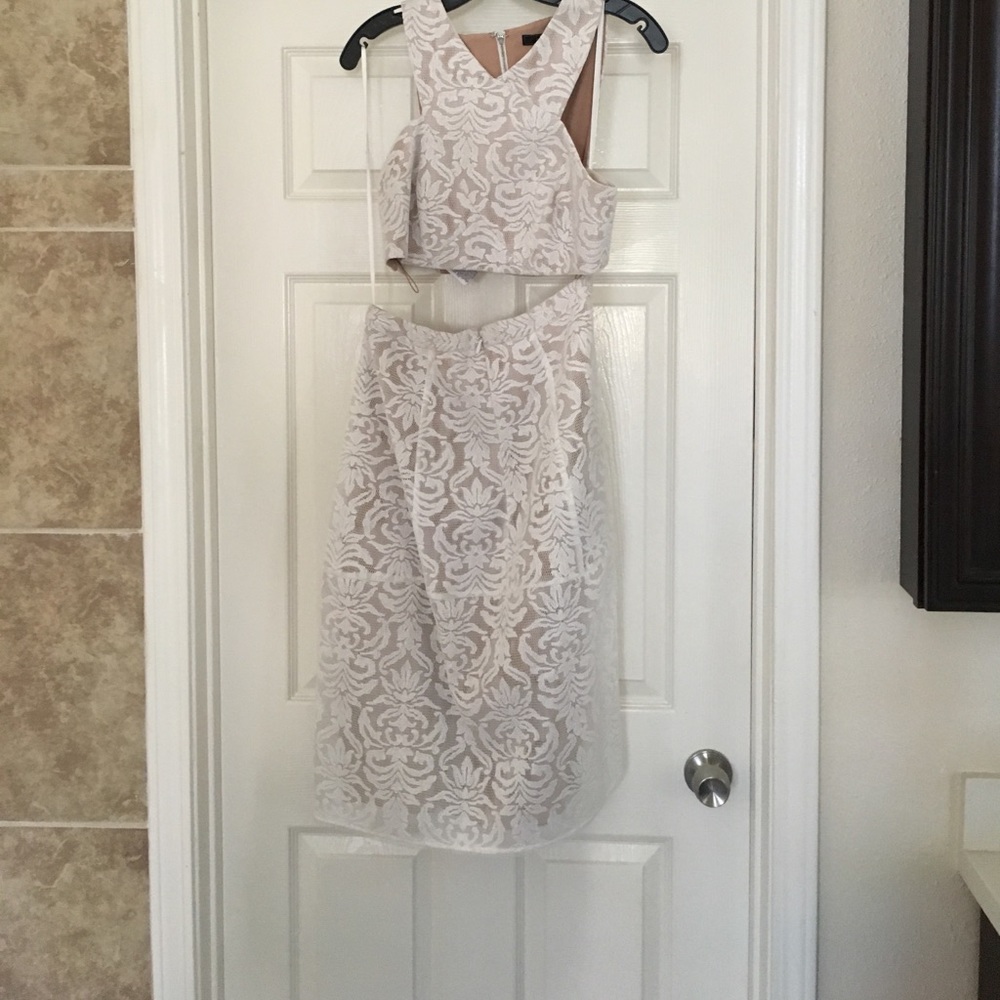 BCBG Beautiful two-piece lace dress.
