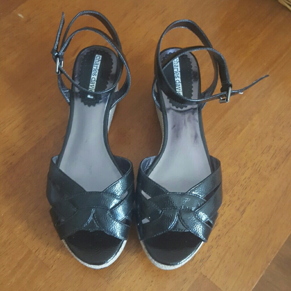 Charles David Shoes Wedge Sandal Black 6